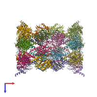 PDB entry 4jt0 coloured by chain, top view.