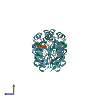 PDB entry 4jt2 coloured by chain, side view.