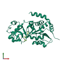 PDB entry 4jt8 coloured by chain, front view.