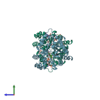 PDB entry 4jtq coloured by chain, side view.