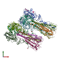 PDB entry 4ju0 coloured by chain, front view.