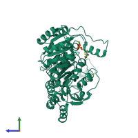 PDB entry 4jua coloured by chain, side view.