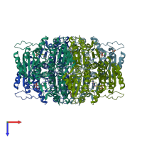 PDB entry 4juc coloured by chain, top view.
