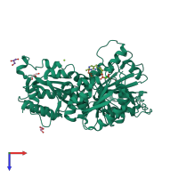 PDB entry 4jud coloured by chain, top view.