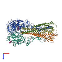 PDB entry 4juh coloured by chain, top view.
