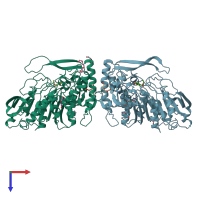 PDB entry 4jui coloured by chain, top view.
