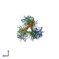 PDB entry 4juj coloured by chain, side view.