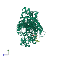 PDB entry 4jv3 coloured by chain, side view.