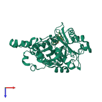 PDB entry 4jv3 coloured by chain, top view.