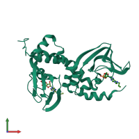 PDB entry 4jv4 coloured by chain, front view.