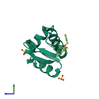 PDB entry 4jv9 coloured by chain, side view.