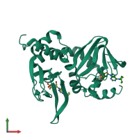 PDB entry 4jva coloured by chain, front view.