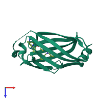 Monomeric assembly 1 of PDB entry 4jvf coloured by chemically distinct molecules, top view.