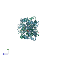 PDB entry 4jvn coloured by chain, side view.