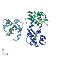 PDB entry 4jvr coloured by chain, front view.