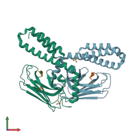 PDB entry 4jwd coloured by chain, front view.