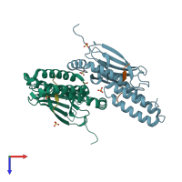 PDB entry 4jwe coloured by chain, top view.