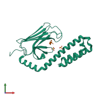 Hetero dimeric assembly 1 of PDB entry 4jwi coloured by chemically distinct molecules, front view.