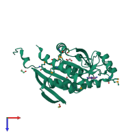 PDB entry 4jwt coloured by chain, top view.