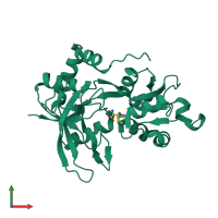 PDB entry 4jwx coloured by chain, front view.