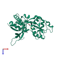 PDB entry 4jwx coloured by chain, top view.