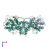 PDB entry 4jx2 coloured by chain, top view.