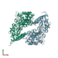 PDB entry 4jxi coloured by chain, front view.