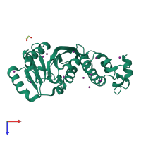 PDB entry 4jxj coloured by chain, top view.