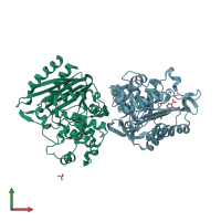 PDB entry 4jxs coloured by chain, front view.