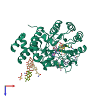 PDB entry 4jyd coloured by chain, top view.
