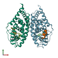 PDB entry 4jyh coloured by chain, front view.