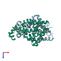 PDB entry 4jyk coloured by chain, top view.