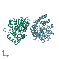 PDB entry 4jym coloured by chain, front view.
