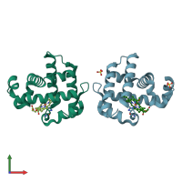 PDB entry 4jyq coloured by chain, front view.