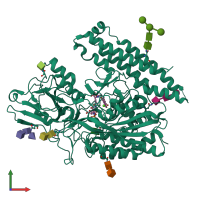 PDB entry 4jyw coloured by chain, front view.