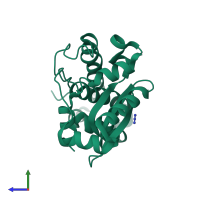 PDB entry 4jyy coloured by chain, side view.