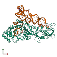 PDB entry 4jyz coloured by chain, front view.