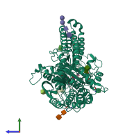 PDB entry 4jz0 coloured by chain, side view.