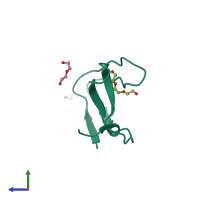 PDB entry 4jz3 coloured by chain, side view.