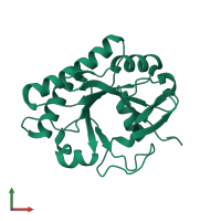 PDB entry 4jz5 coloured by chain, front view.