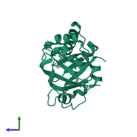 PDB entry 4jz5 coloured by chain, side view.