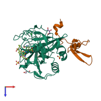 PDB entry 4jzf coloured by chain, top view.
