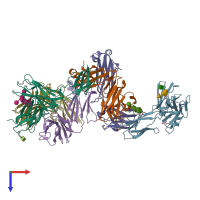 PDB entry 4jzj coloured by chain, top view.