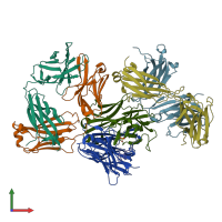 PDB entry 4jzn coloured by chain, front view.