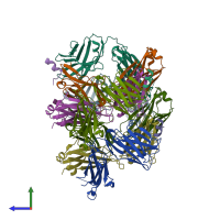 PDB entry 4jzo coloured by chain, side view.