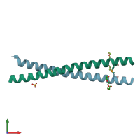 PDB entry 4jzp coloured by chain, front view.