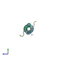 PDB entry 4jzp coloured by chain, side view.