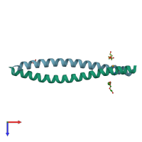 PDB entry 4jzp coloured by chain, top view.