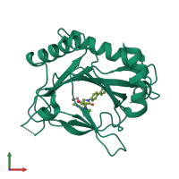 PDB entry 4jzr coloured by chain, front view.