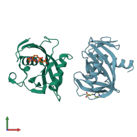 PDB entry 4jzu coloured by chain, front view.